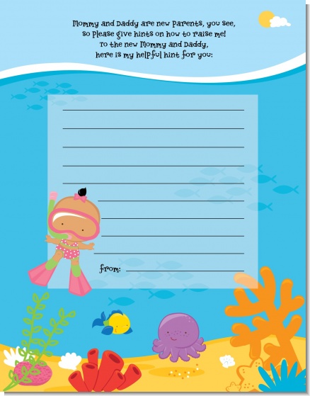 Under the Sea Hispanic Baby Girl Snorkeling - Baby Shower Notes of Advice
