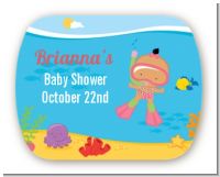 Under the Sea Hispanic Baby Girl Snorkeling - Personalized Baby Shower Rounded Corner Stickers