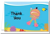 Under the Sea Hispanic Baby Girl Snorkeling - Baby Shower Thank You Cards