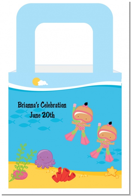 Under the Sea Hispanic Baby Girl Twins Snorkeling - Personalized Baby Shower Favor Boxes
