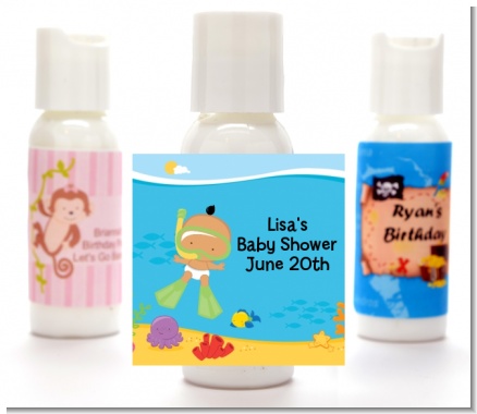 Under the Sea Hispanic Baby Snorkeling - Personalized Baby Shower Lotion Favors