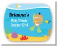 Under the Sea Hispanic Baby Snorkeling - Personalized Baby Shower Rounded Corner Stickers thumbnail