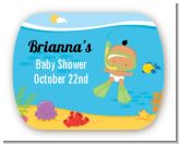 Under the Sea Hispanic Baby Snorkeling - Personalized Baby Shower Rounded Corner Stickers