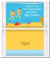 Under the Sea Hispanic Baby Twins Snorkeling - Personalized Popcorn Wrapper Baby Shower Favors