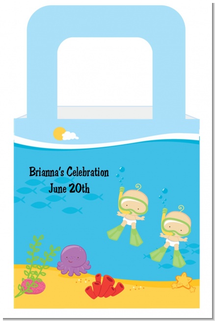 Under the Sea Twin Babies Snorkeling - Personalized Baby Shower Favor Boxes