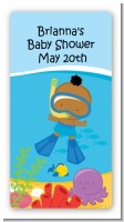 Under the Sea African American Baby Boy Snorkeling - Custom Rectangle Baby Shower Sticker/Labels