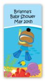 Under the Sea African American Baby Boy Snorkeling - Custom Rectangle Baby Shower Sticker/Labels