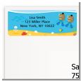 Under the Sea African American Baby Boy Twins Snorkeling - Baby Shower Return Address Labels thumbnail