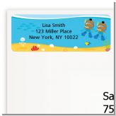 Under the Sea African American Baby Boy Twins Snorkeling - Baby Shower Return Address Labels