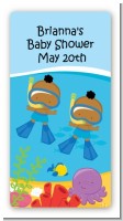 Under the Sea African American Baby Boy Twins Snorkeling - Custom Rectangle Baby Shower Sticker/Labels