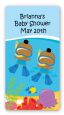 Under the Sea African American Baby Boy Twins Snorkeling - Custom Rectangle Baby Shower Sticker/Labels thumbnail