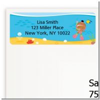 Under the Sea African American Baby Girl Snorkeling - Baby Shower Return Address Labels