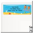 Under the Sea African American Baby Girl Twins Snorkeling - Baby Shower Return Address Labels thumbnail