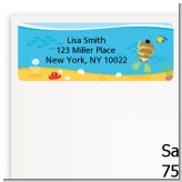 Under the Sea African American Baby Snorkeling - Baby Shower Return Address Labels