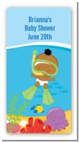 Under the Sea African American Baby Snorkeling - Custom Rectangle Baby Shower Sticker/Labels