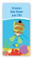 Under the Sea African American Baby Snorkeling - Custom Rectangle Baby Shower Sticker/Labels thumbnail