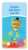 Under the Sea African American Baby Snorkeling - Custom Rectangle Baby Shower Sticker/Labels