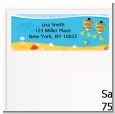 Under the Sea African American Baby Twins Snorkeling - Baby Shower Return Address Labels thumbnail