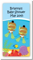 Under the Sea African American Baby Twins Snorkeling - Custom Rectangle Baby Shower Sticker/Labels