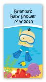 Under the Sea Asian Baby Boy Snorkeling - Custom Rectangle Baby Shower Sticker/Labels