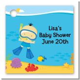 Under the Sea Asian Baby Boy Snorkeling - Personalized Baby Shower Card Stock Favor Tags