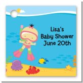 Under the Sea Asian Baby Girl Snorkeling - Personalized Baby Shower Card Stock Favor Tags