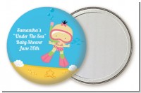 Under the Sea Asian Baby Girl Snorkeling - Personalized Baby Shower Pocket Mirror Favors