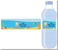 Under the Sea Asian Baby Girl Snorkeling - Personalized Baby Shower Water Bottle Labels