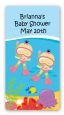Under the Sea Asian Baby Girl Twins Snorkeling - Custom Rectangle Baby Shower Sticker/Labels thumbnail