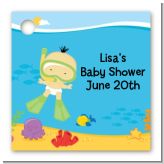 Under the Sea Asian Baby Snorkeling - Personalized Baby Shower Card Stock Favor Tags