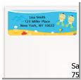 Under the Sea Asian Baby Twins Snorkeling - Baby Shower Return Address Labels thumbnail