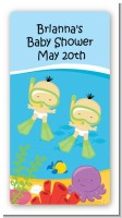 Under the Sea Asian Baby Twins Snorkeling - Custom Rectangle Baby Shower Sticker/Labels