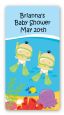 Under the Sea Asian Baby Twins Snorkeling - Custom Rectangle Baby Shower Sticker/Labels thumbnail