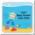 Under the Sea Baby Boy Snorkeling - Square Personalized Baby Shower Sticker Labels thumbnail
