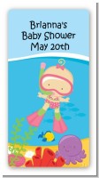 Under the Sea Baby Girl Snorkeling - Custom Rectangle Baby Shower Sticker/Labels