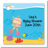 Under the Sea Baby Girl Snorkeling - Personalized Baby Shower Card Stock Favor Tags