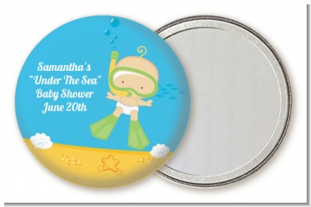 Under the Sea Baby Snorkeling - Personalized Baby Shower Pocket Mirror Favors