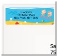 Under the Sea Baby Twin Girls Snorkeling - Baby Shower Return Address Labels thumbnail