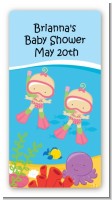 Under the Sea Baby Twin Girls Snorkeling - Custom Rectangle Baby Shower Sticker/Labels