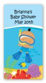Under the Sea Hispanic Baby Boy Snorkeling - Custom Rectangle Baby Shower Sticker/Labels