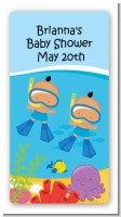 Under the Sea Hispanic Baby Boy Twins Snorkeling - Custom Rectangle Baby Shower Sticker/Labels