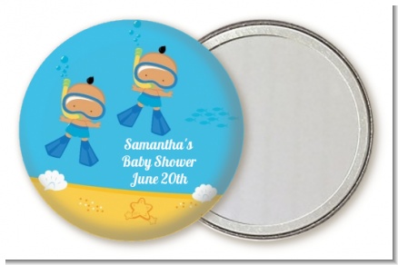 Under the Sea Hispanic Baby Boy Twins Snorkeling - Personalized Baby Shower Pocket Mirror Favors