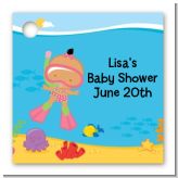 Under the Sea Hispanic Baby Girl Snorkeling - Personalized Baby Shower Card Stock Favor Tags