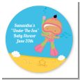 Under the Sea Hispanic Baby Girl Snorkeling - Round Personalized Baby Shower Sticker Labels thumbnail