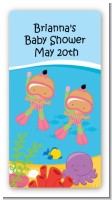 Under the Sea Hispanic Baby Girl Twins Snorkeling - Custom Rectangle Baby Shower Sticker/Labels