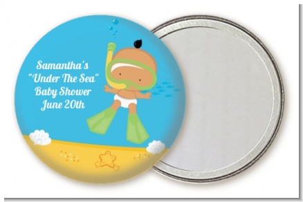 Under the Sea Hispanic Baby Snorkeling - Personalized Baby Shower Pocket Mirror Favors