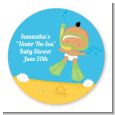Under the Sea Hispanic Baby Snorkeling - Round Personalized Baby Shower Sticker Labels thumbnail