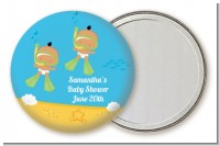 Under the Sea Hispanic Baby Twins Snorkeling - Personalized Baby Shower Pocket Mirror Favors