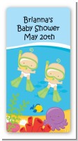 Under the Sea Twin Babies Snorkeling - Custom Rectangle Baby Shower Sticker/Labels