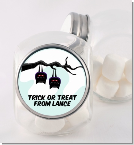 Upside Down Bats - Personalized Halloween Candy Jar